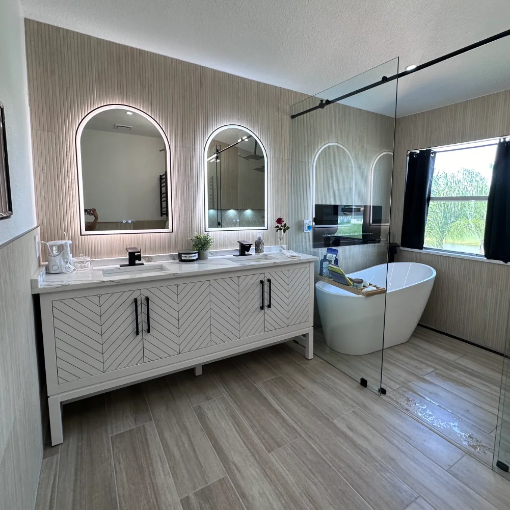modern bathroom wood paneling remodel jacksonville